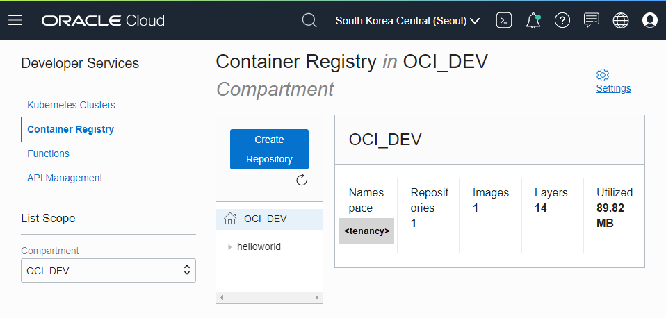 OCIR helloworld